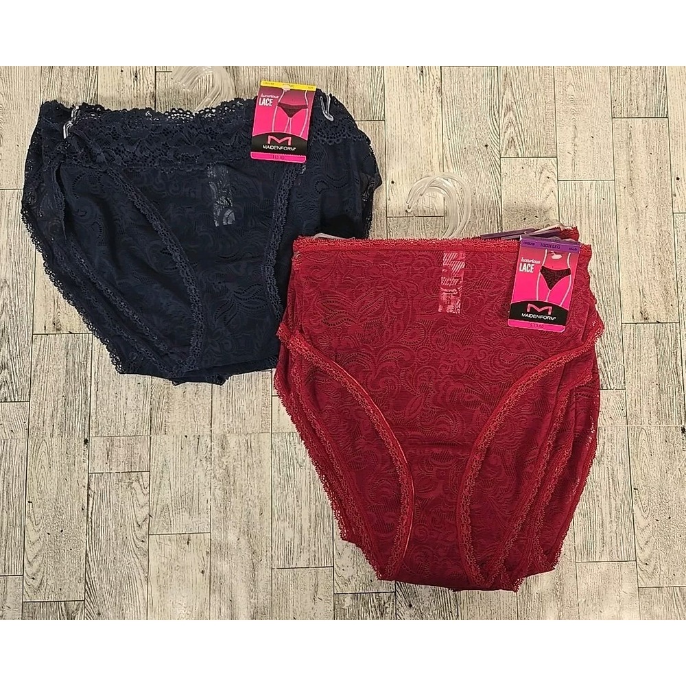 Maidenform Bikini High Leg Lot of 11 Luxurious Lace Reseller Lot Navy Maroon NWT